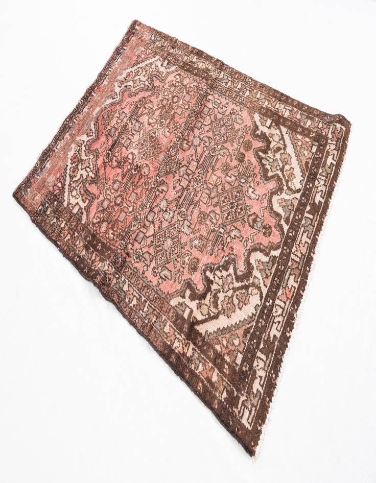 Detail image of 3' 5 x 4' 10  Hand Knotted Ultra Vintage Persian Wool Rug