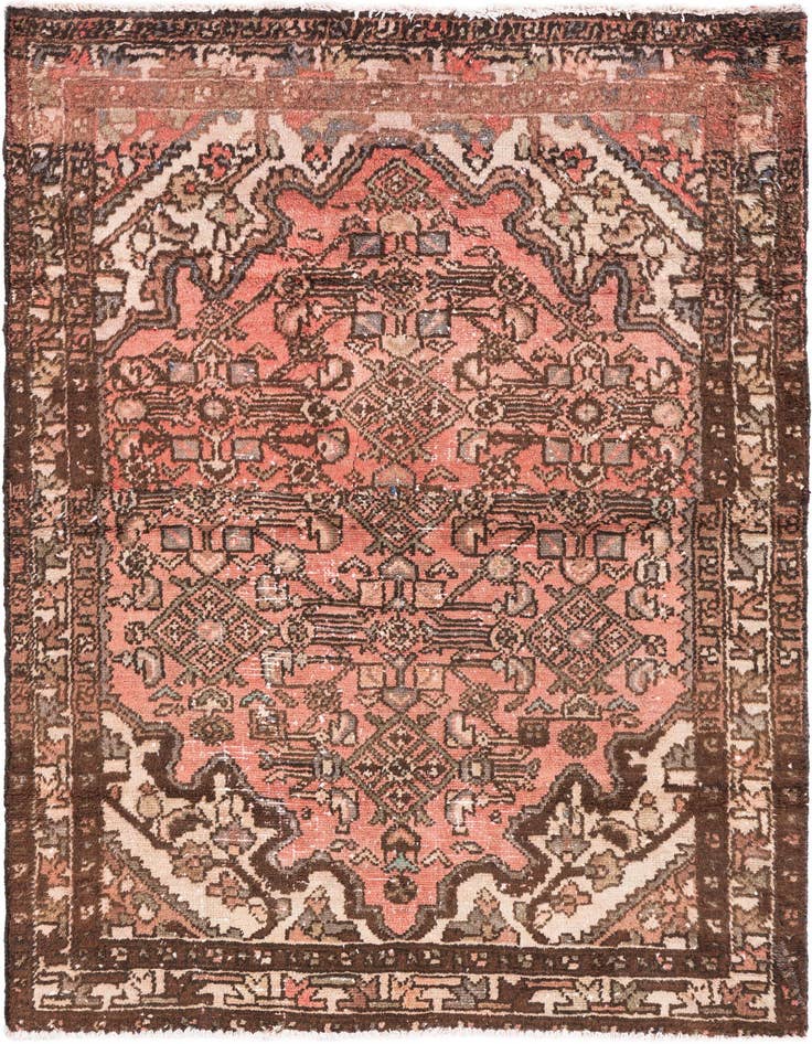 Detail image of 3' 5 x 4' 10 Hand Knotted Ultra Vintage Persian Wool Rug