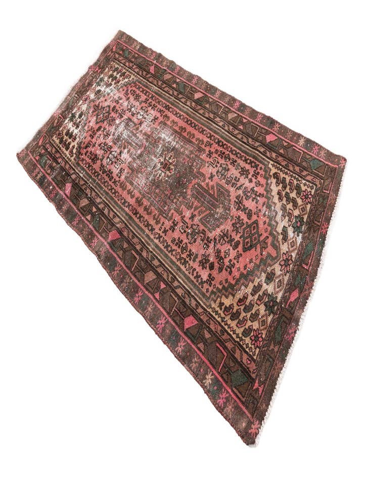 Detail image of 3' 3 x 6'  Hand Knotted Ultra Vintage Persian Wool Rug