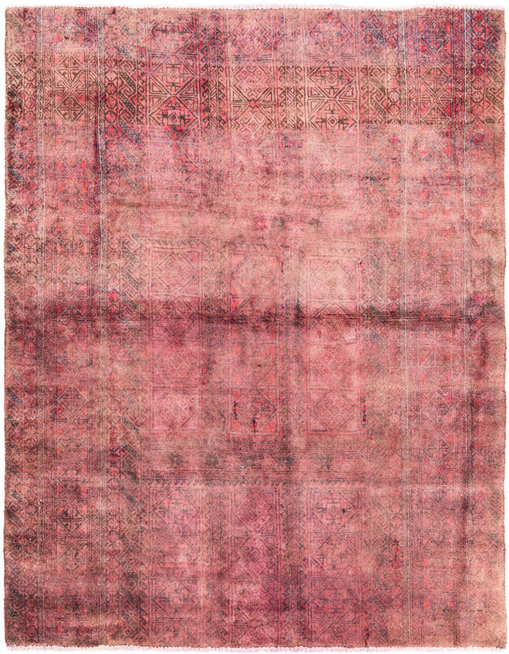 Detail image of 4' 3 x 5' Hand Knotted Ultra Vintage Persian Wool Rug