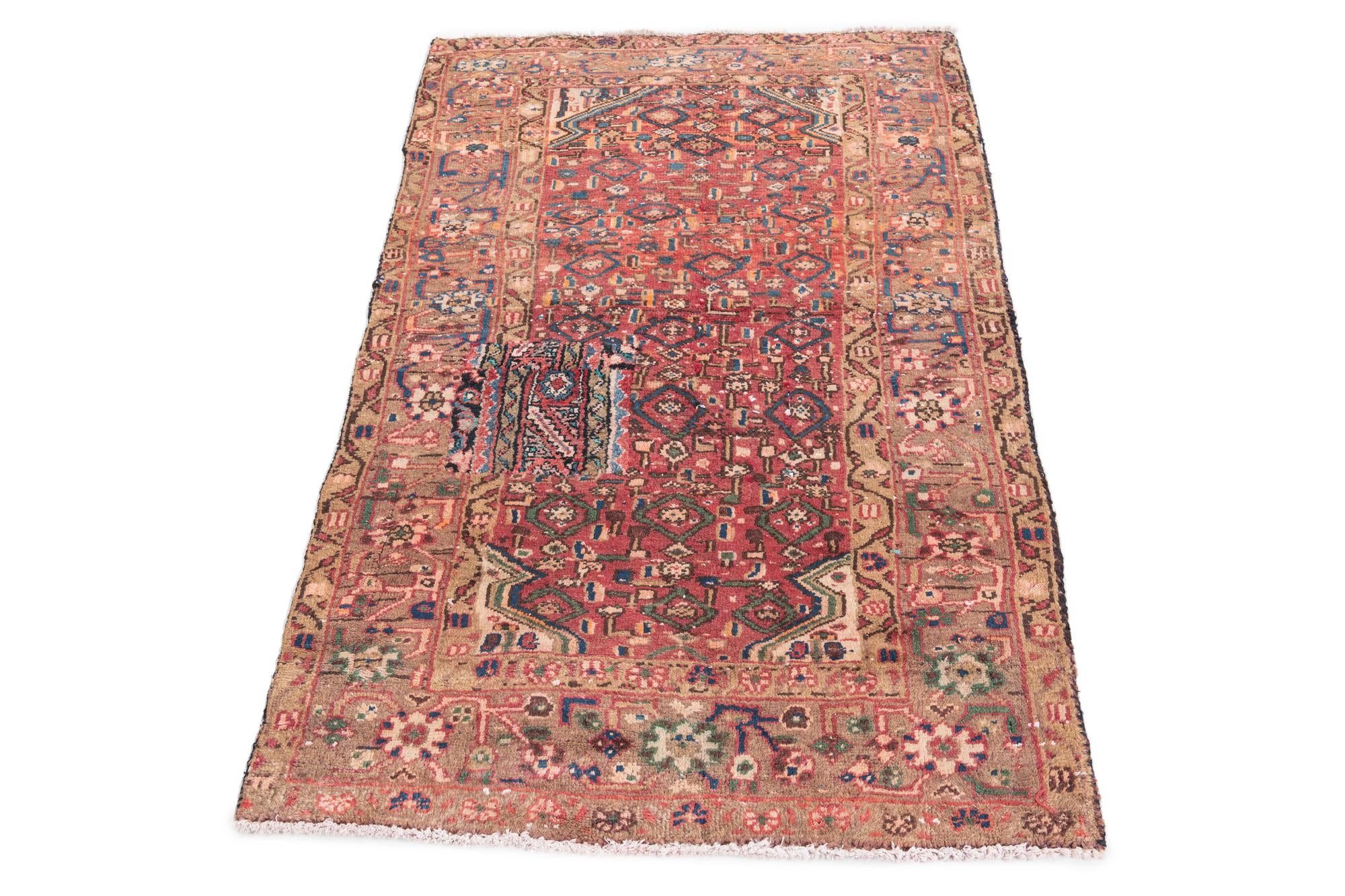3' 3 x 5' 2 Hand Knotted Ultra Vintage Persian Wool Rug