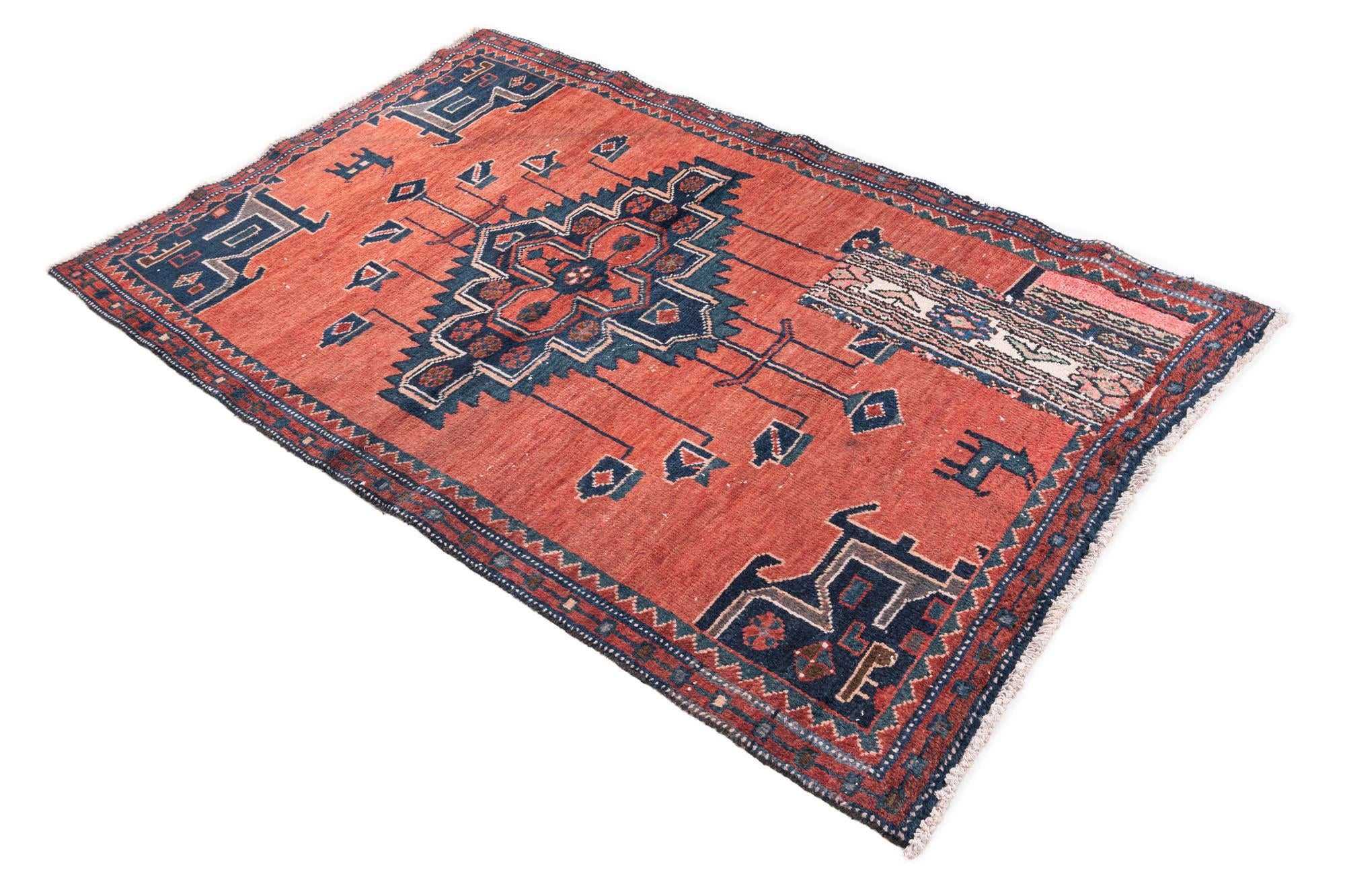 3' 8 x 5' 10 Hand Knotted Ultra Vintage Persian Wool Rug