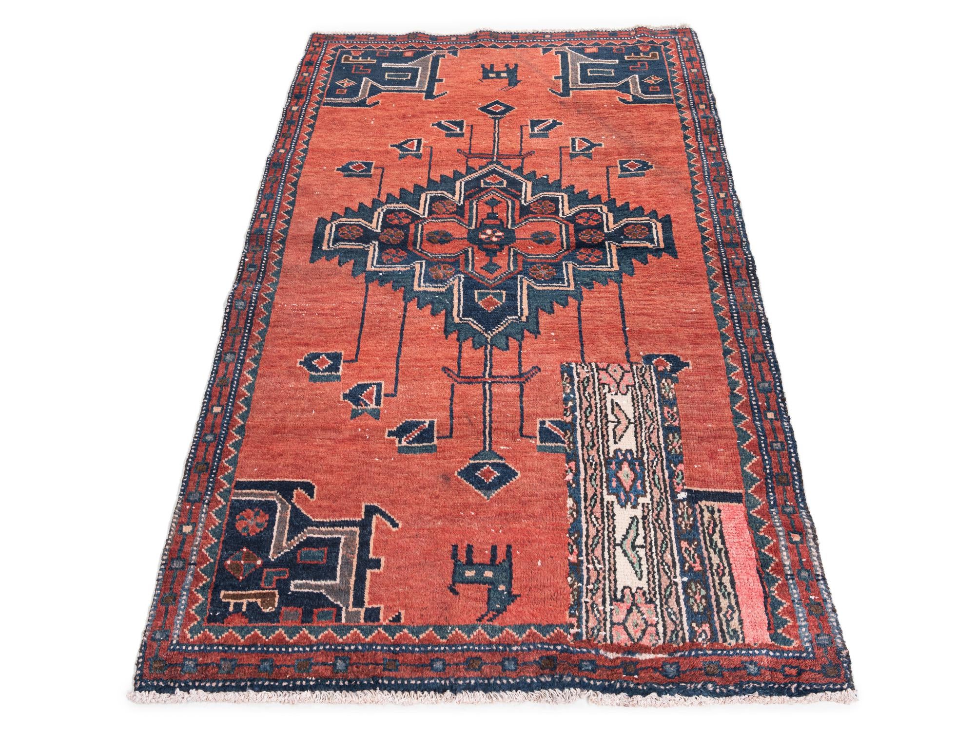 3' 8 x 5' 10 Hand Knotted Ultra Vintage Persian Wool Rug