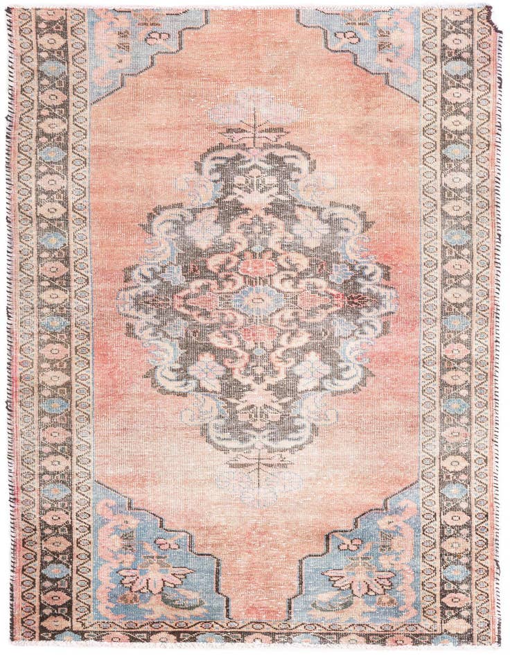 Detail image of 3' 5 x 6' 7 Hand Knotted Ultra Vintage Persian Wool Rug