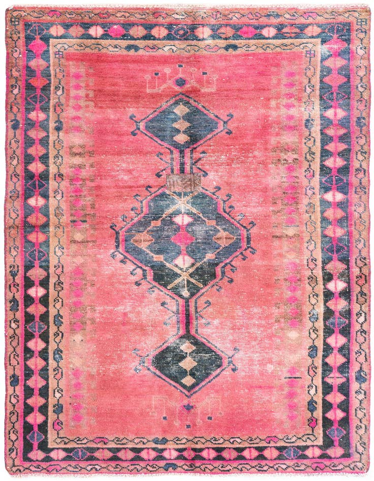 Detail image of 4' 2 x 7' Hand Knotted Ultra Vintage Persian Wool Rug