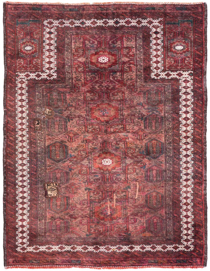 Detail image of 3' 1 x 4' 7 Hand Knotted Ultra Vintage Persian Wool Rug