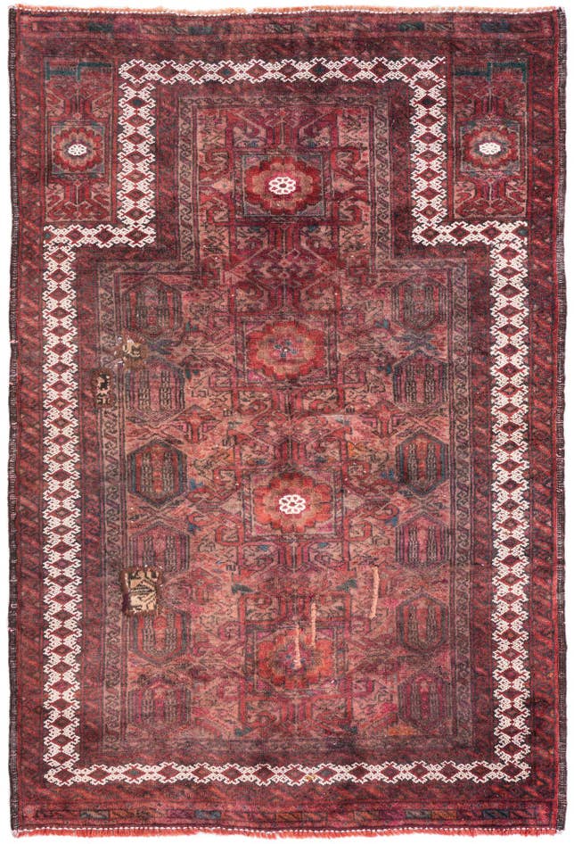 Detail image of 3' 1 x 4' 7 Hand Knotted Ultra Vintage Persian Wool Rug