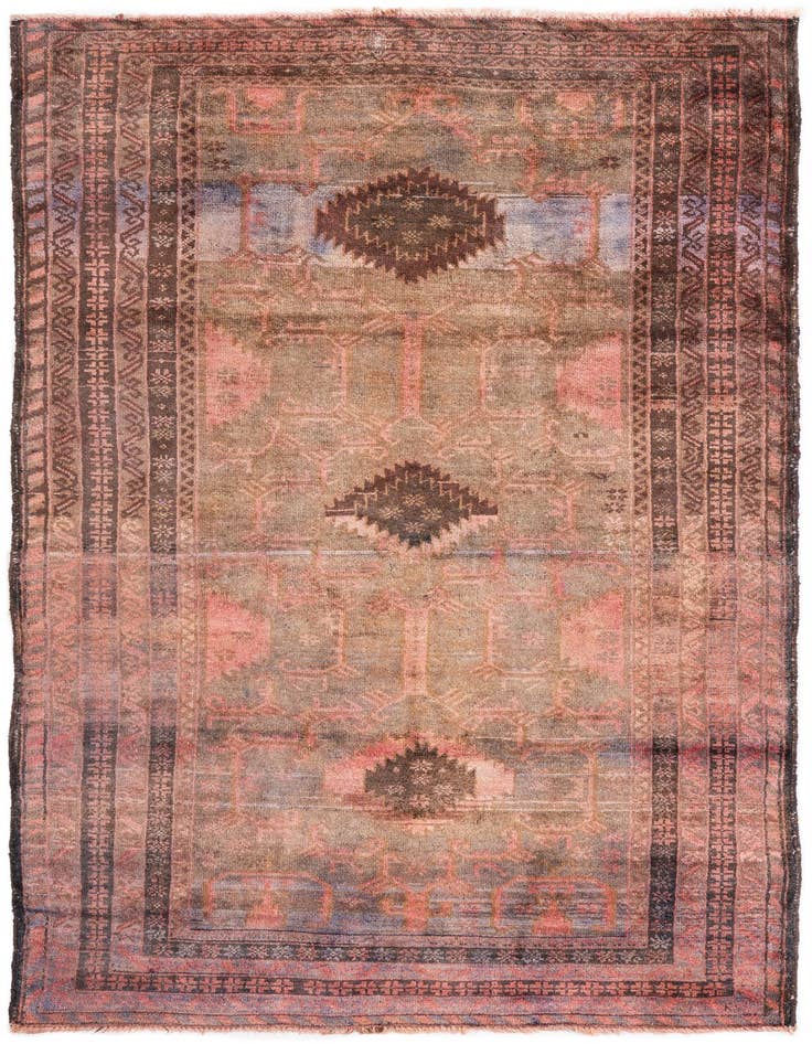 Detail image of 3' 8 x 6' 10 Hand Knotted Ultra Vintage Persian Wool Rug