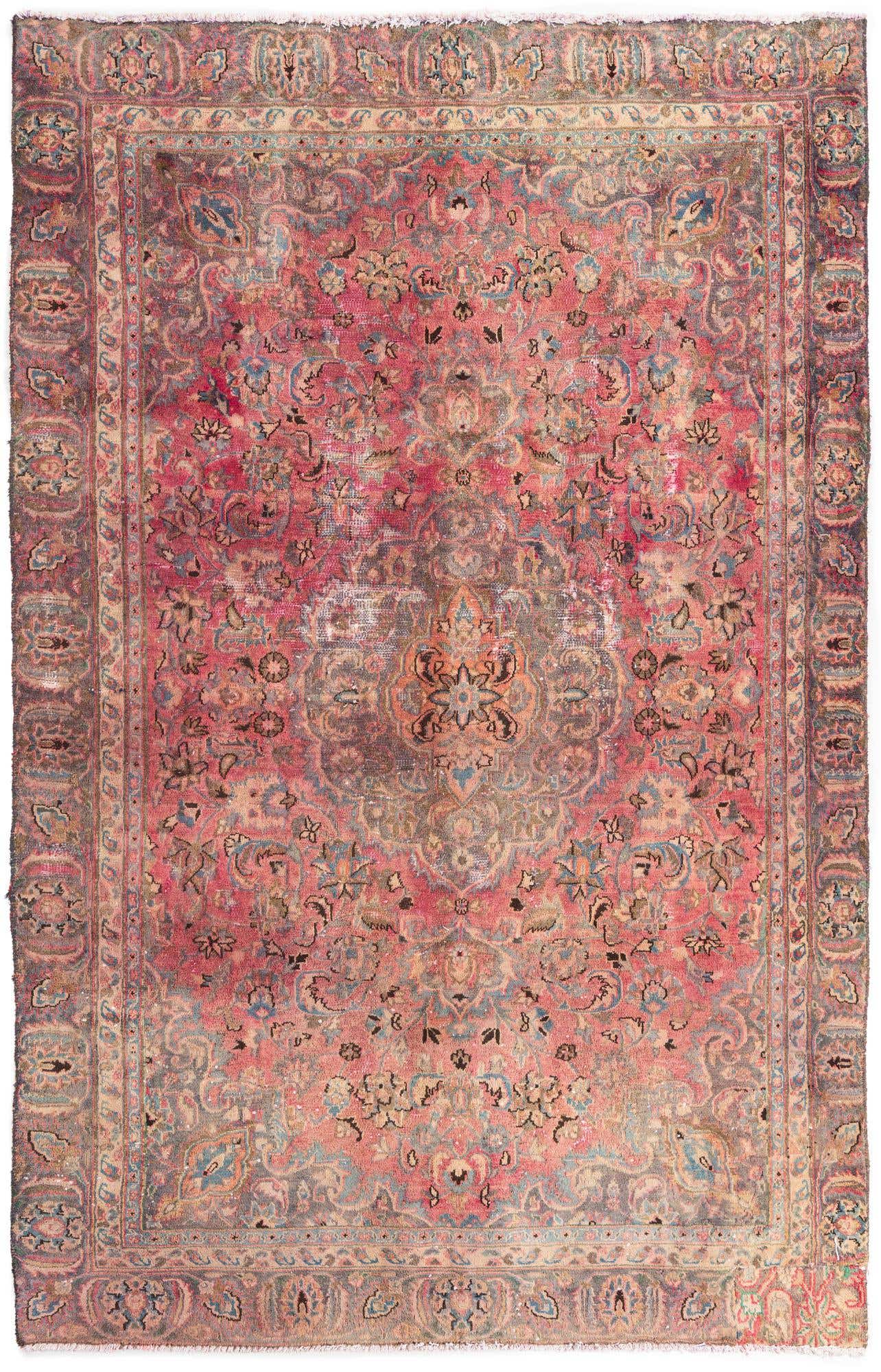 5' 10 x 9' 1 Hand Knotted Ultra Vintage Persian Wool Rug