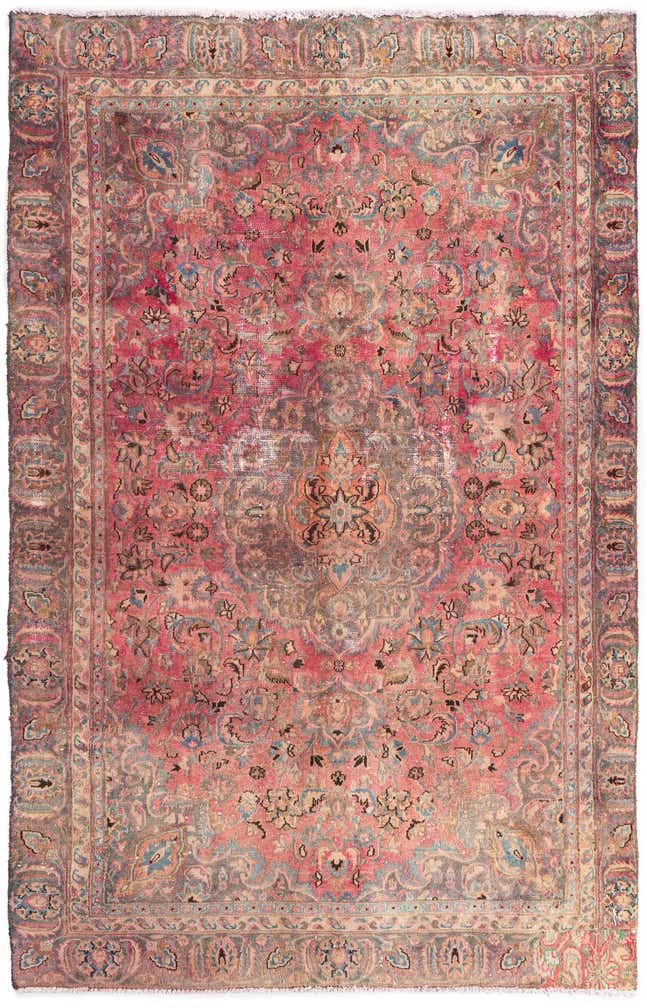 5' 10 x 9' 1 Hand Knotted Ultra Vintage Persian Wool Rug