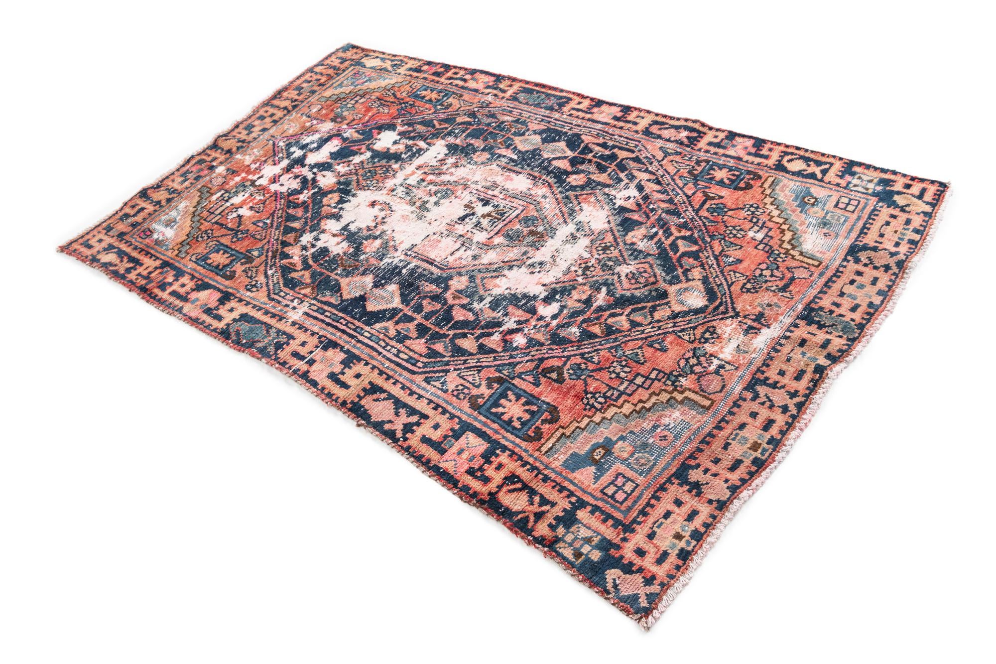 4' 2 x 6' 5 Hand Knotted Ultra Vintage Persian Wool Rug