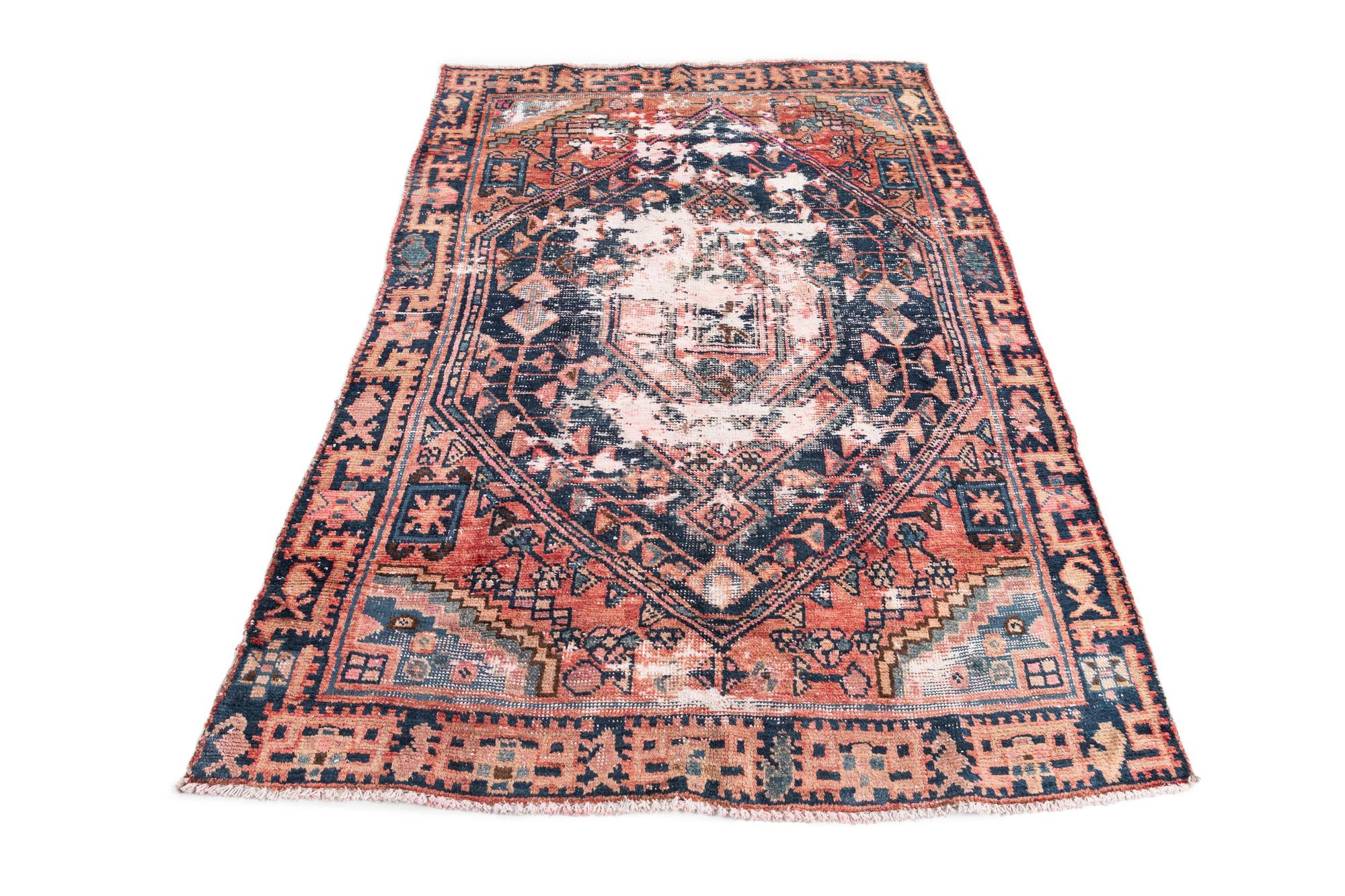 4' 2 x 6' 5 Hand Knotted Ultra Vintage Persian Wool Rug