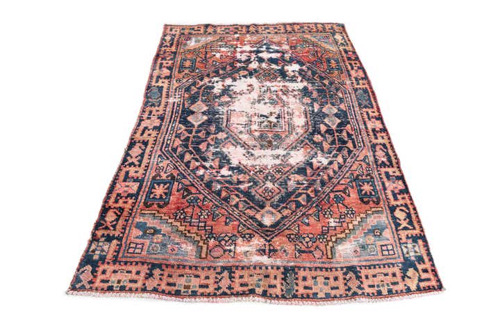 4' 2 x 6' 5 Hand Knotted Ultra Vintage Persian Wool Rug