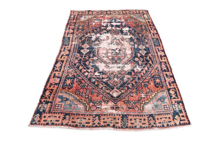 Detail image of 4' 2 x 6' 5 Hand Knotted Ultra Vintage Persian Wool Rug