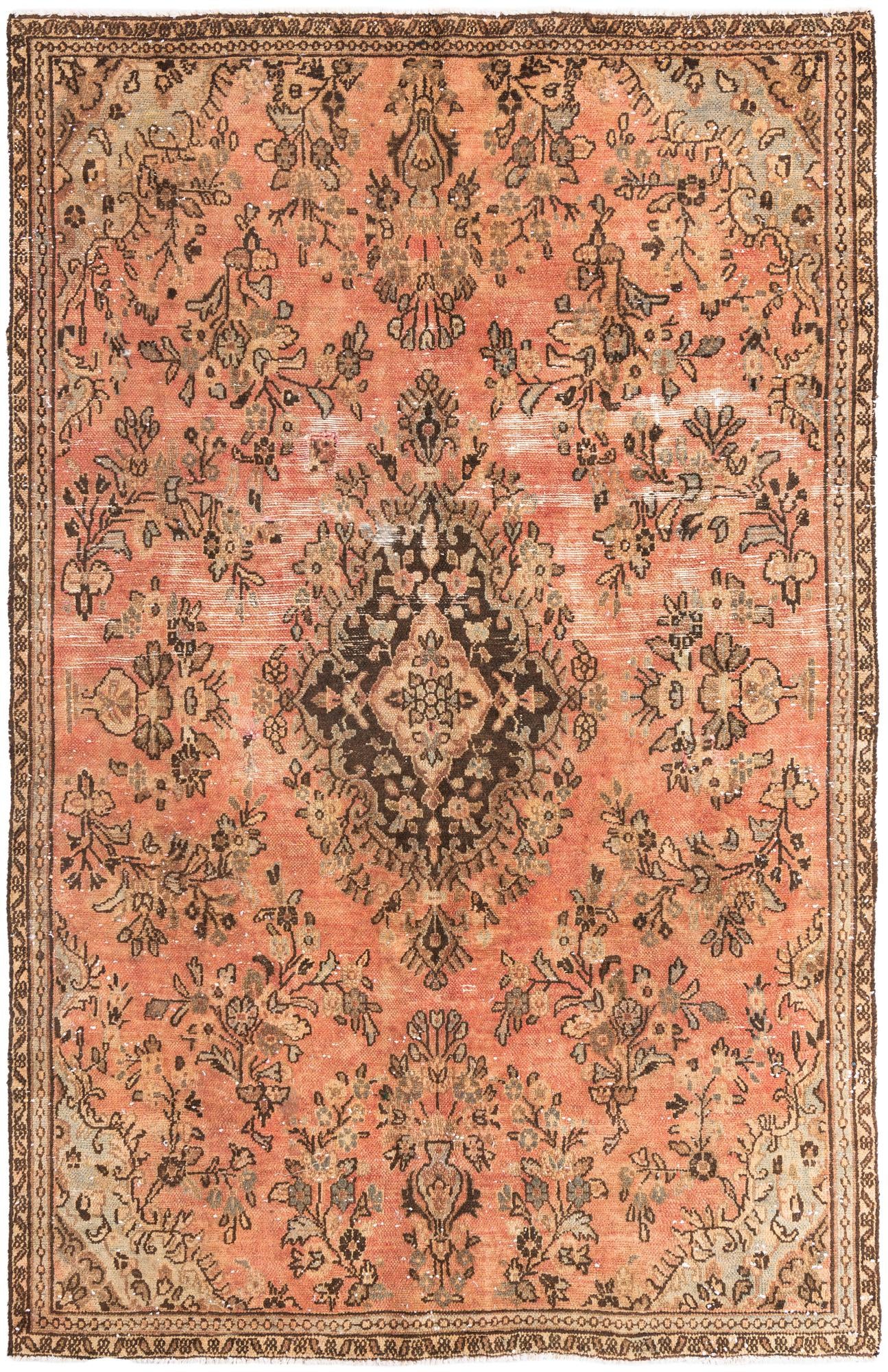 5' 7 x 9' Hand Knotted Ultra Vintage Persian Wool Rug