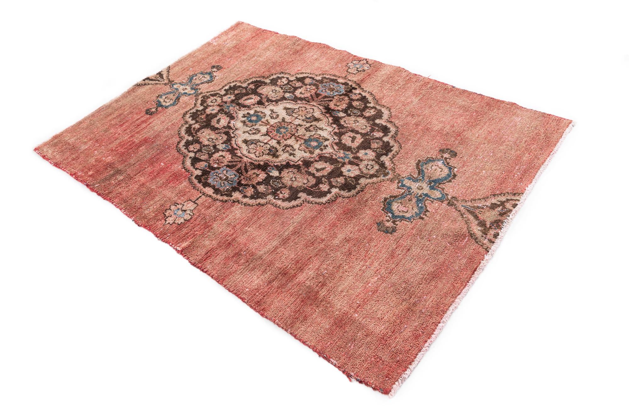 4' 1 x 5' 5 Hand Knotted Ultra Vintage Persian Wool Rug