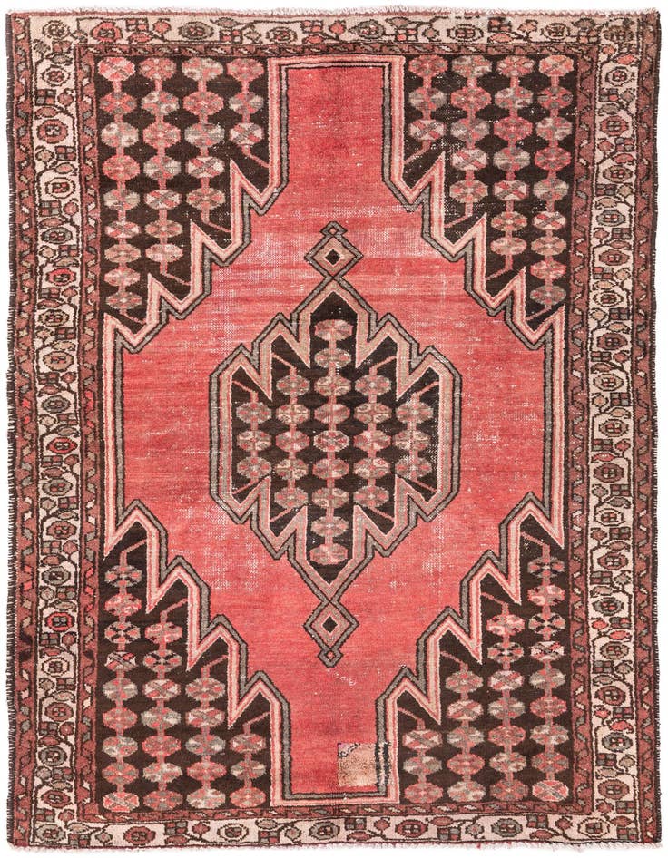 Detail image of 4' 2 x 6' 6 Hand Knotted Ultra Vintage Persian Wool Rug