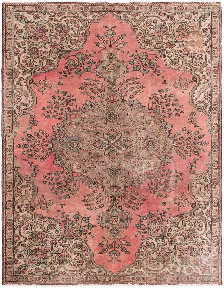 Detail image of 4' 10 x 7' 10 Hand Knotted Ultra Vintage Persian Wool Rug