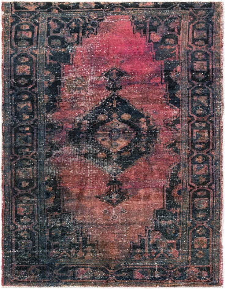 Detail image of 4' 9 x 8' 6 Hand Knotted Ultra Vintage Persian Wool Rug