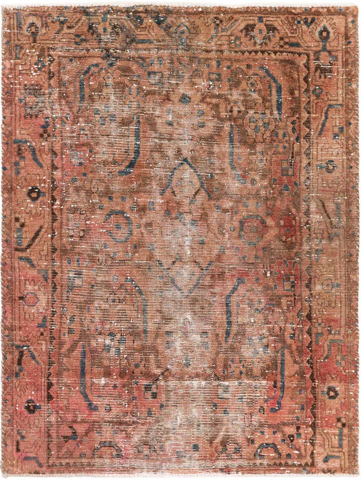 3' 6 x 4' 7 Hand Knotted Ultra Vintage Persian Wool Rug