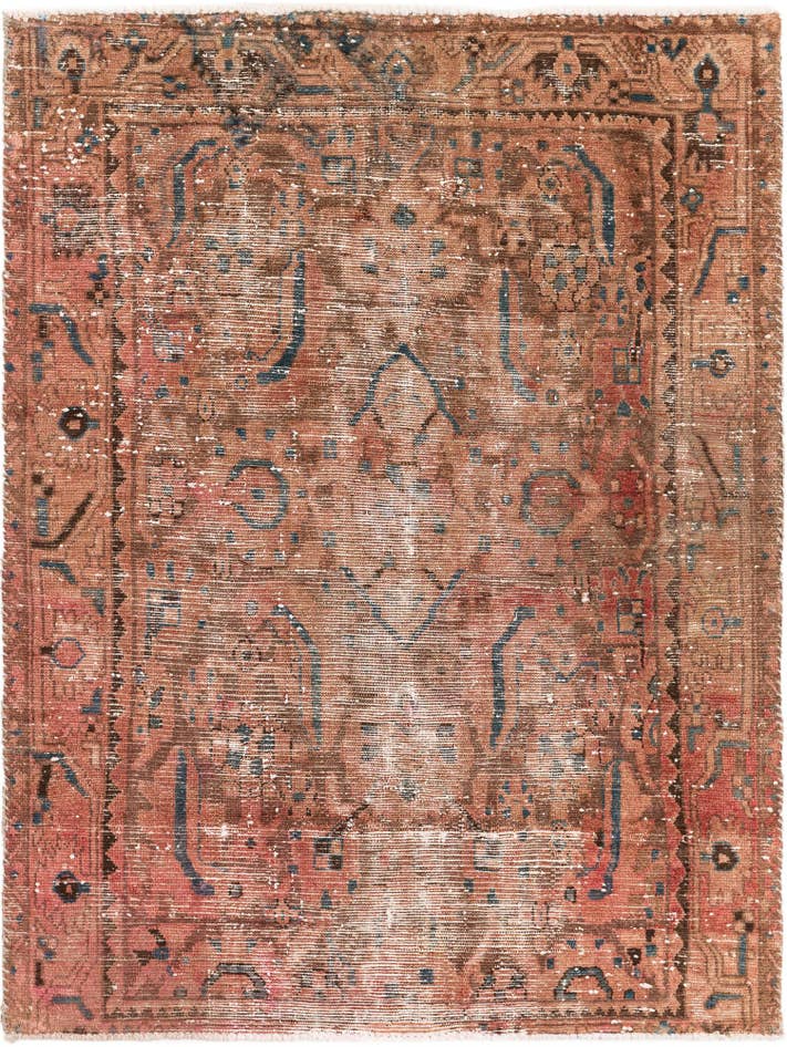 Detail image of 3' 6 x 4' 7 Hand Knotted Ultra Vintage Persian Wool Rug