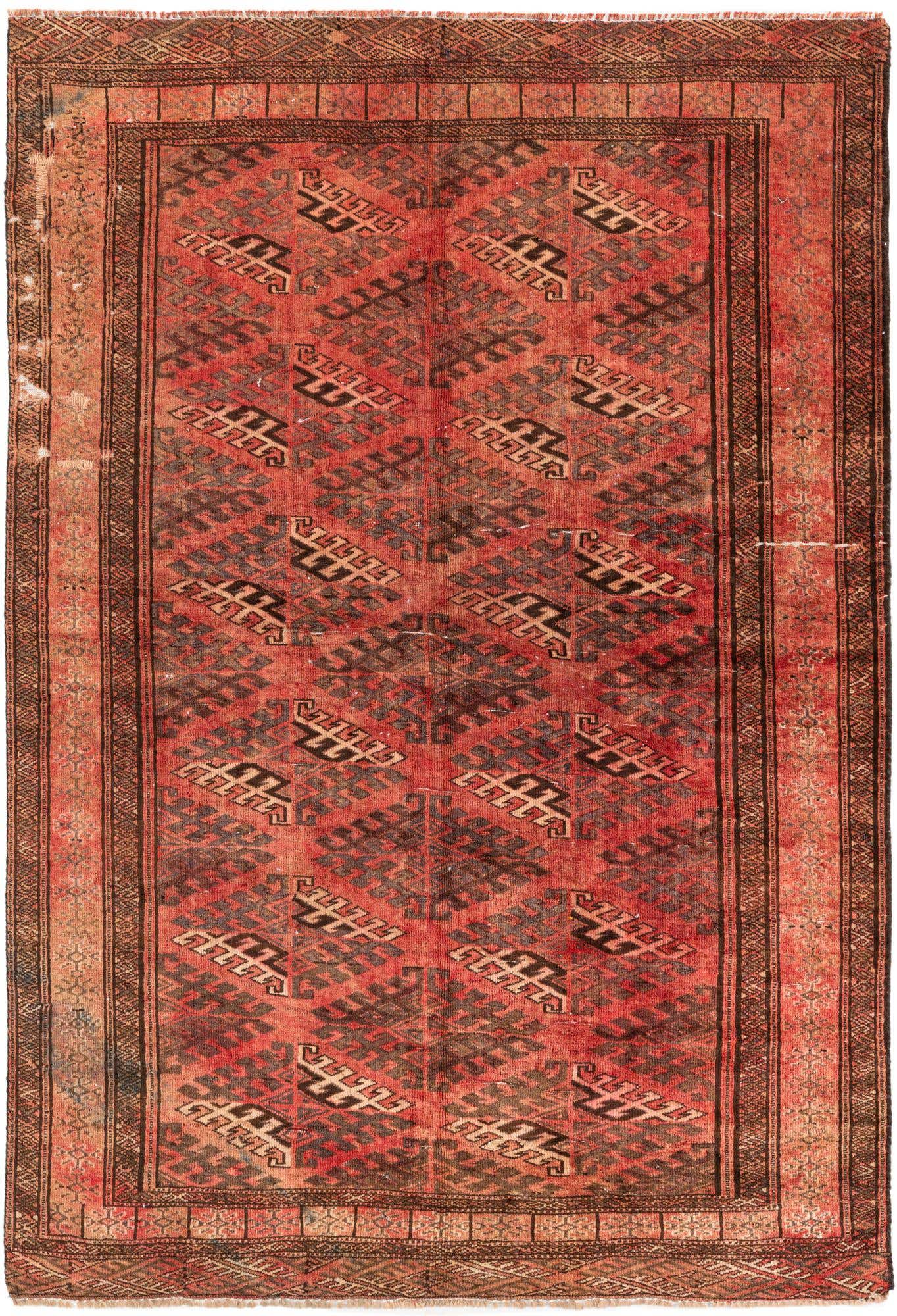 4' 1 x 6' Hand Knotted Ultra Vintage Wool Rug