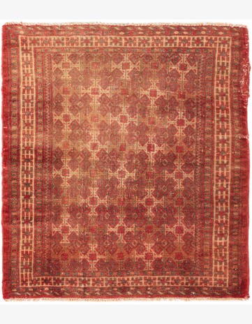 3' 3 x 3' 9 Hand Knotted Ultra Vintage Persian Wool Rug