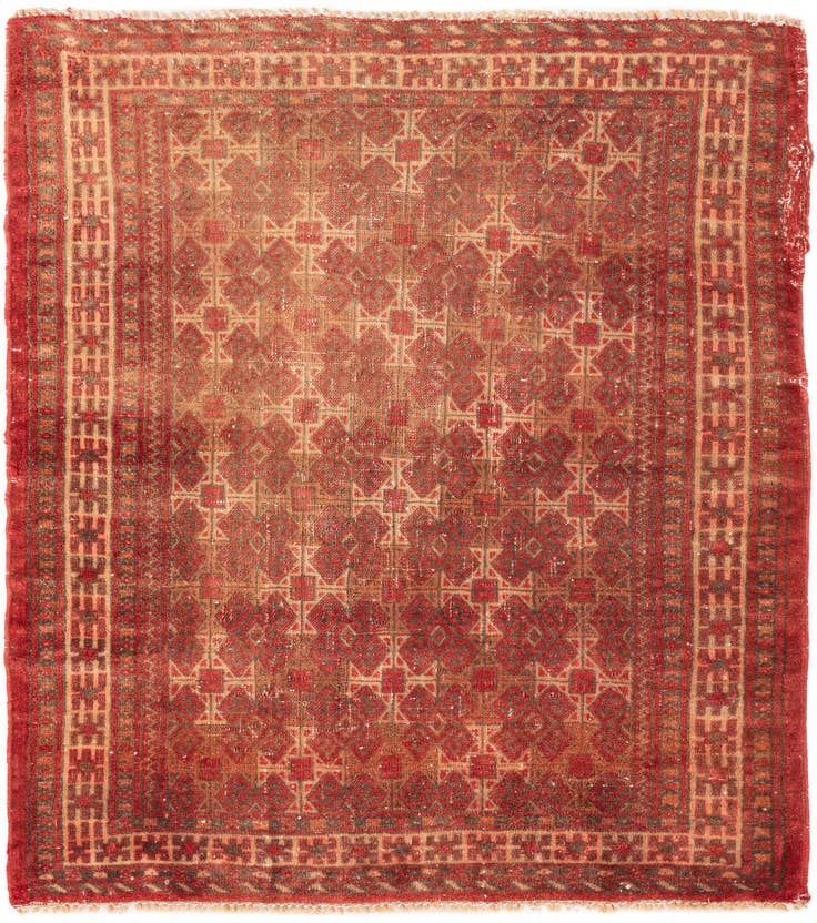 Detail image of 3' 3 x 3' 9 Hand Knotted Ultra Vintage Persian Wool Rug