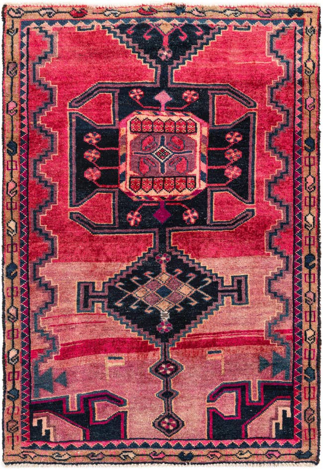 Detail image of 3' 2 x 4' 7 Hand Knotted Ultra Vintage Persian Wool Rug
