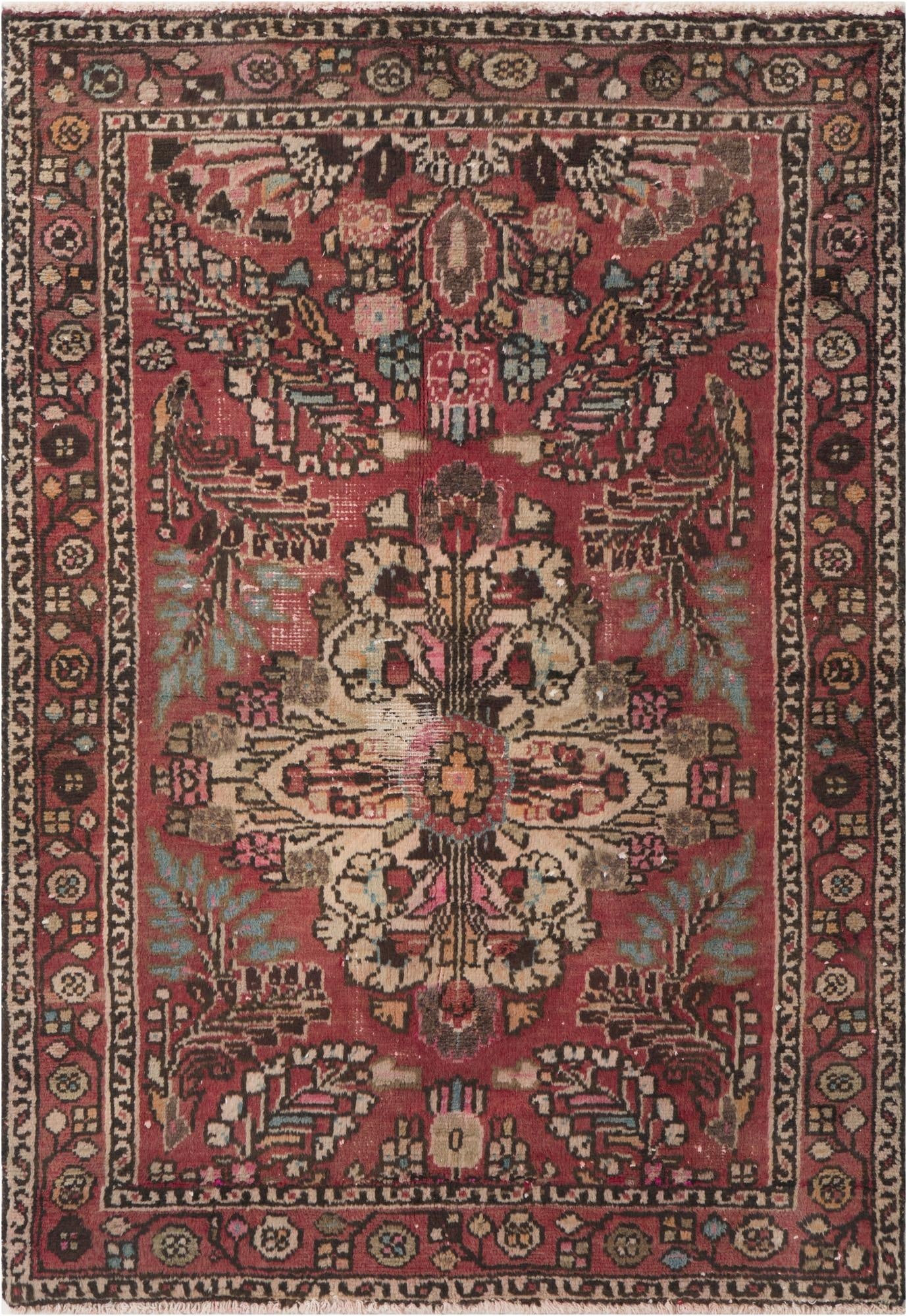 3' 4 x 5'  Hand Knotted Ultra Vintage Persian Wool Rug