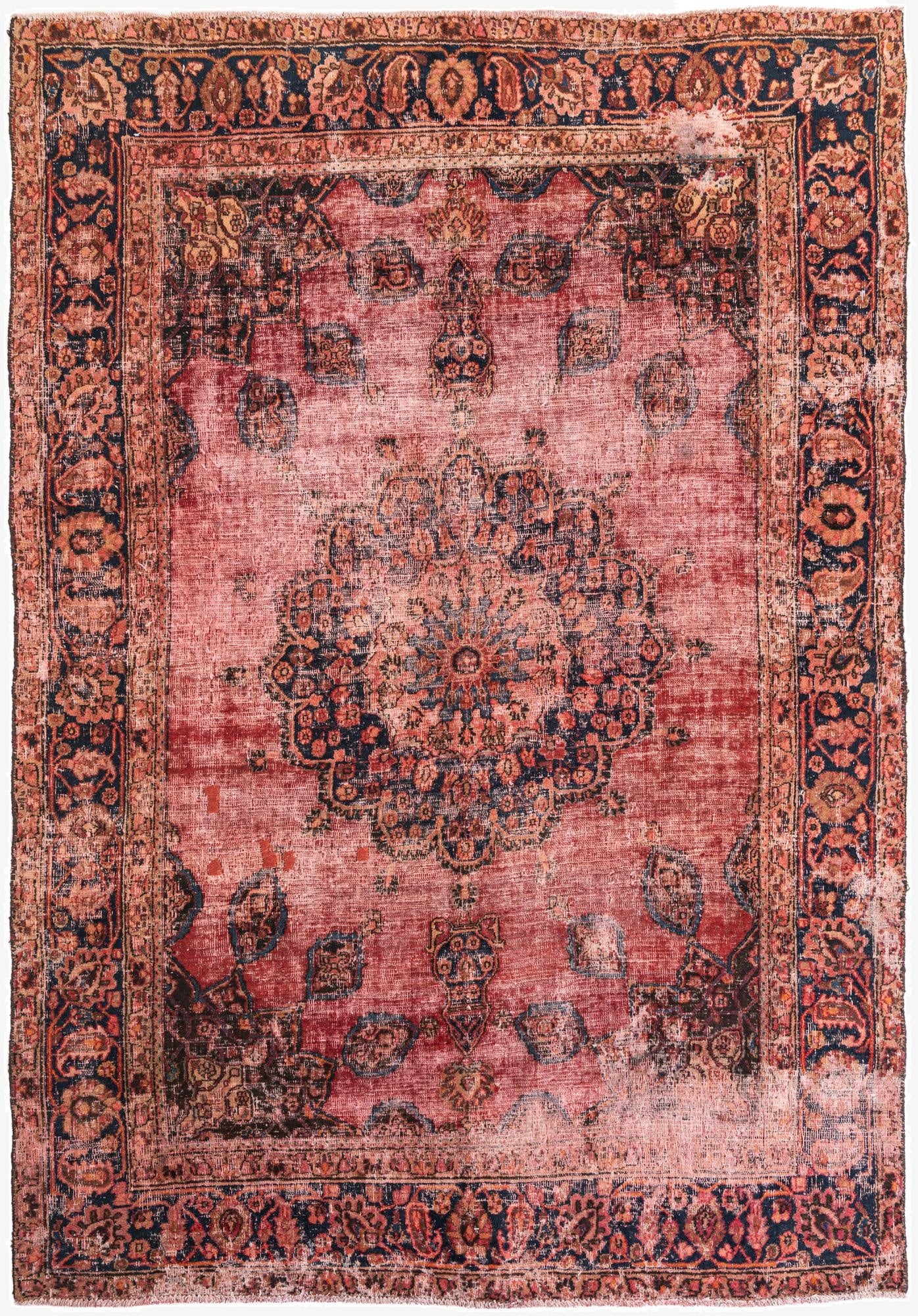 6' 7 x 9' 5  Hand Knotted Ultra Vintage Persian Wool Rug