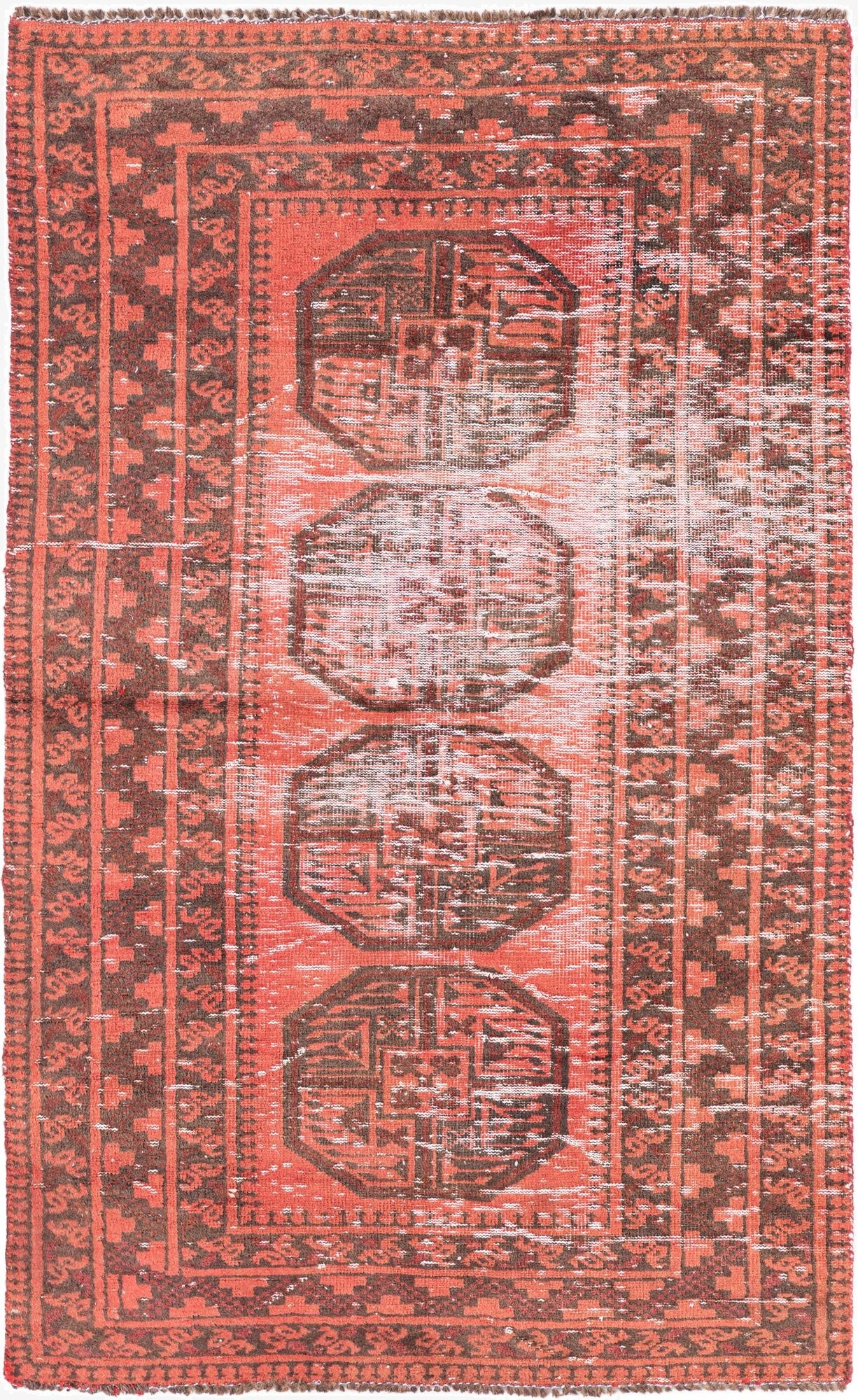 3' 7 x 5' 10  Hand Knotted Ultra Vintage Persian Wool Rug