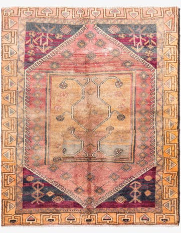 4' 9 x 5' 10 Hand Knotted Ultra Vintage Persian Wool Rug