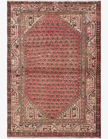 3' 4 x 4' 10 Hand Knotted Ultra Vintage Persian Wool Rug