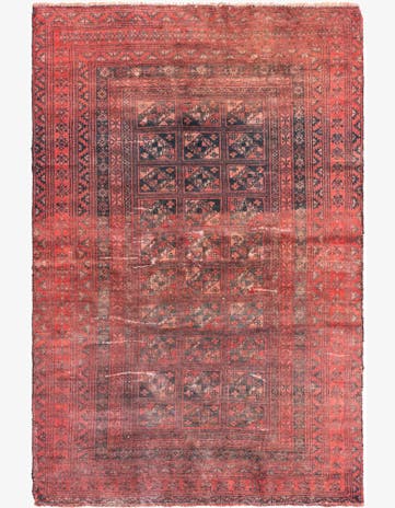 3' 9 x 5' 7 Hand Knotted Ultra Vintage Persian Wool Rug