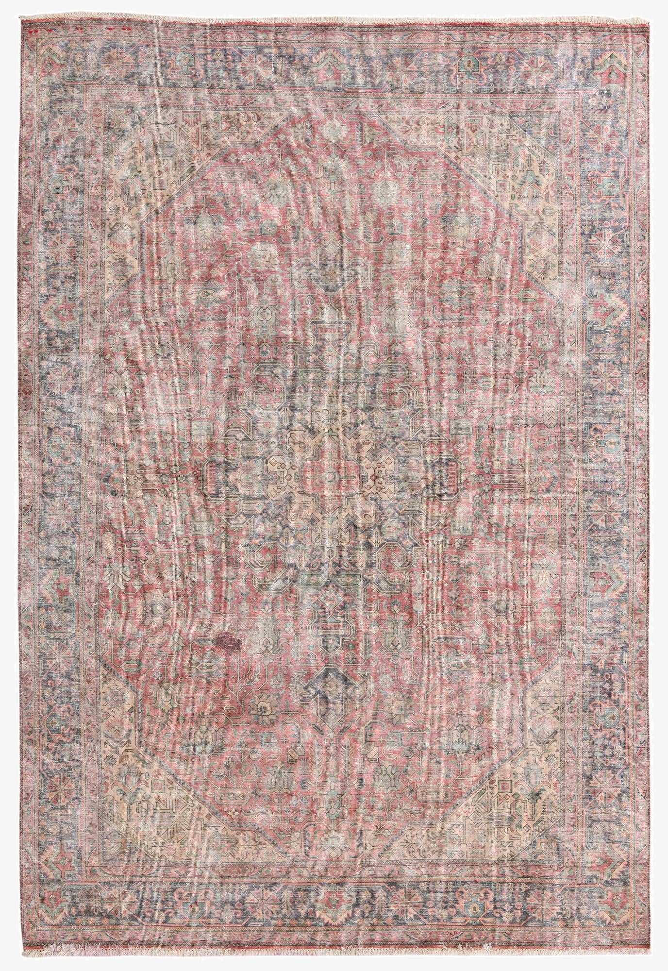 6' 8 x 9' 9  Hand Knotted Ultra Vintage Persian Wool Rug