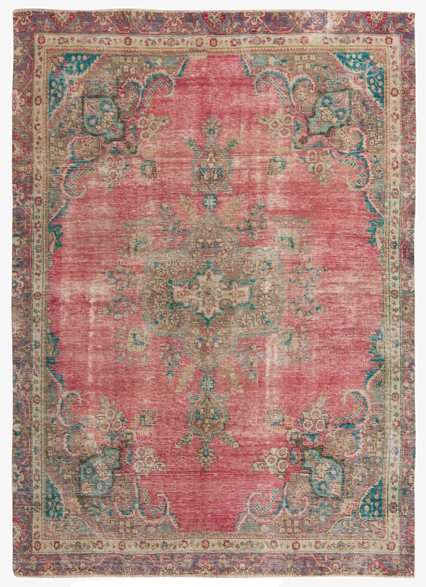 7' x 9' 8  Hand Knotted Ultra Vintage Persian Wool Rug
