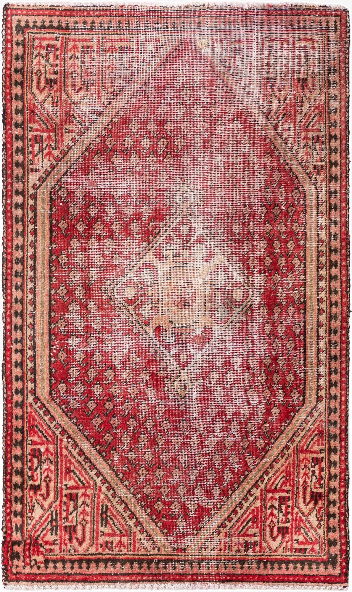 3' 3 x 5' 4  Hand Knotted Ultra Vintage Persian Wool Rug