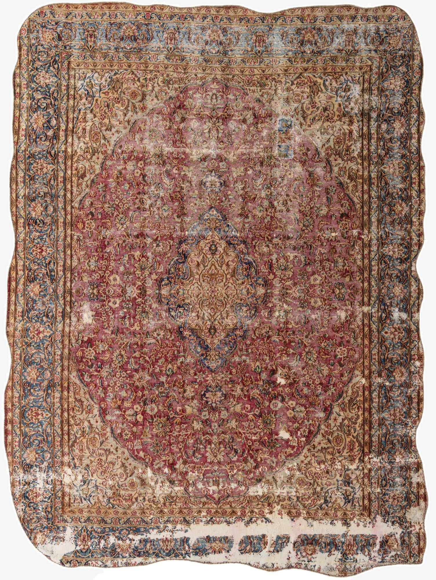 9' 4 x 12' 8  Hand Knotted Ultra Vintage Persian Wool Rug