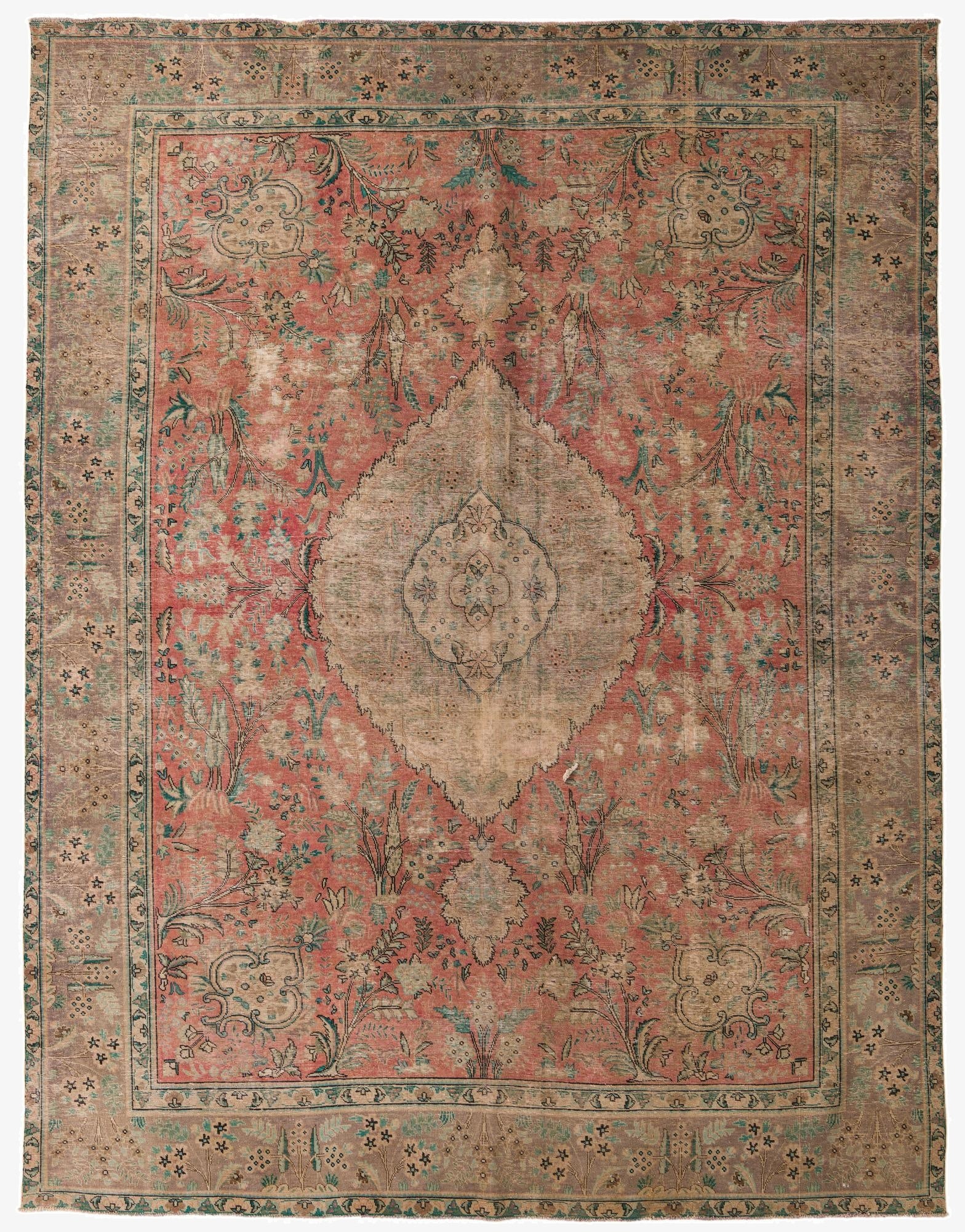 10' x 12' 10  Hand Knotted Ultra Vintage Persian Wool Rug