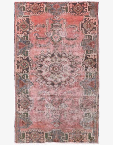 4' 1 x 6' 9 Hand Knotted Ultra Vintage Persian Wool Rug