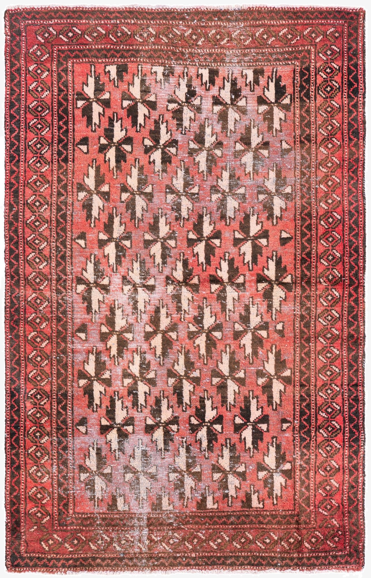 4' x 6' 3  Hand Knotted Ultra Vintage Persian Wool Rug