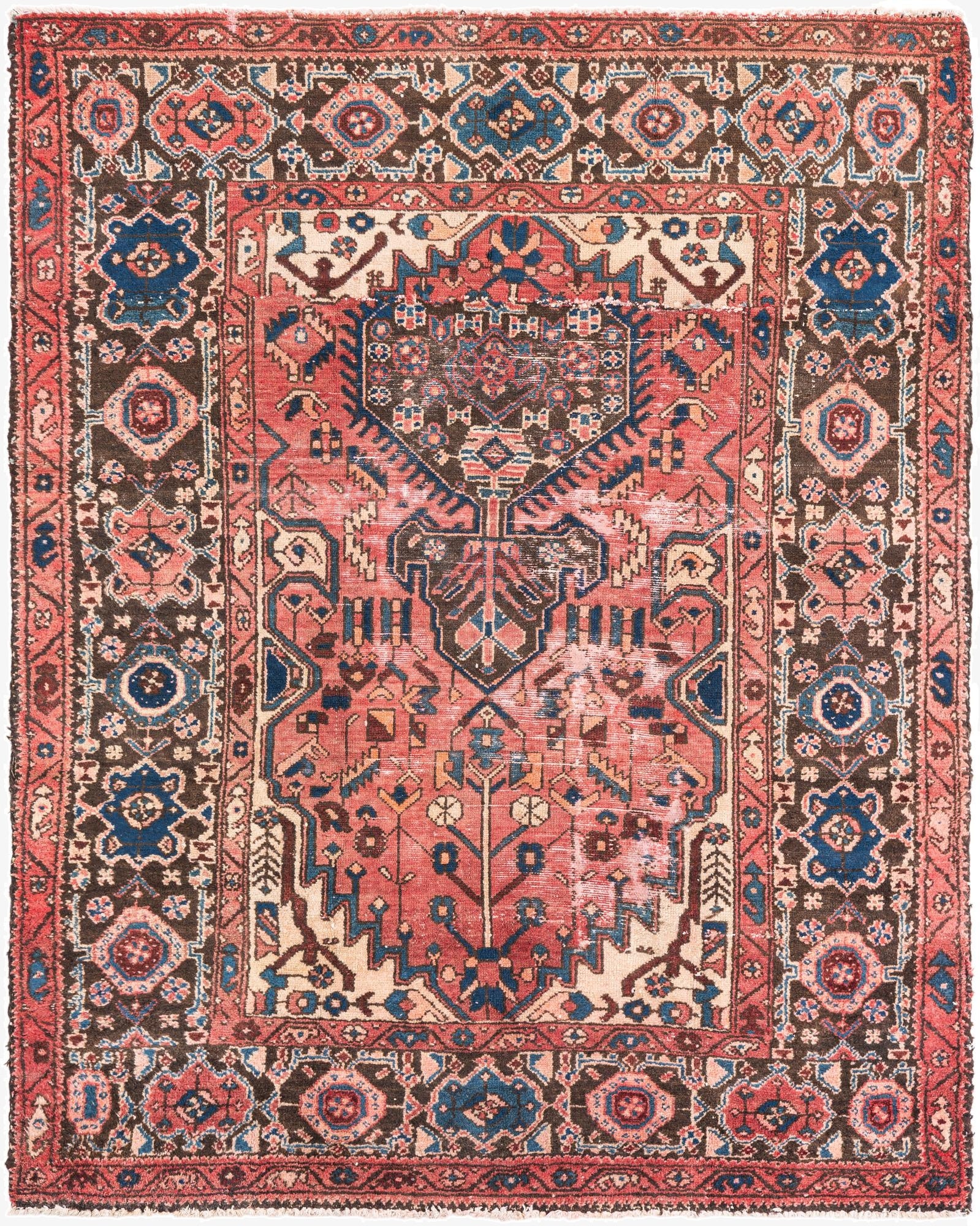 4' 7 x 6'  Hand Knotted Ultra Vintage Persian Wool Rug