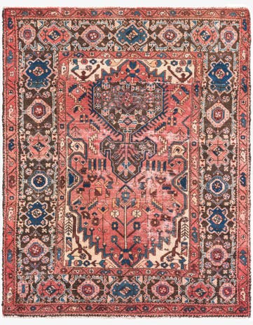 4' 7 x 6' Hand Knotted Ultra Vintage Persian Wool Rug