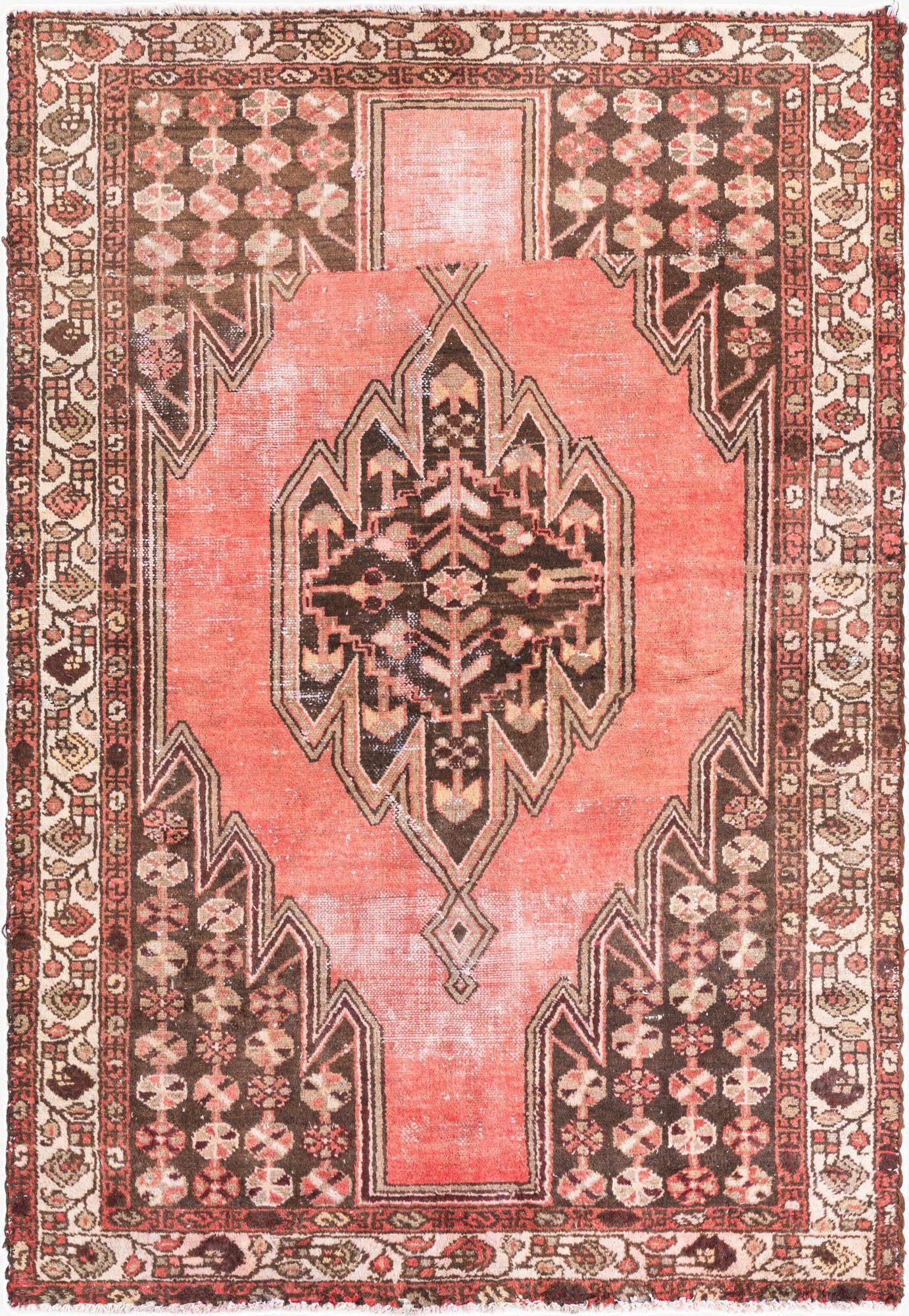 4' 2 x 6' 1  Hand Knotted Ultra Vintage Persian Wool Rug