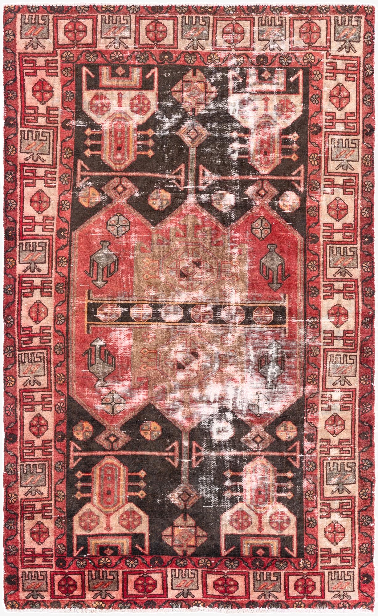 4' 3 x 7' 1  Hand Knotted Ultra Vintage Persian Wool Rug