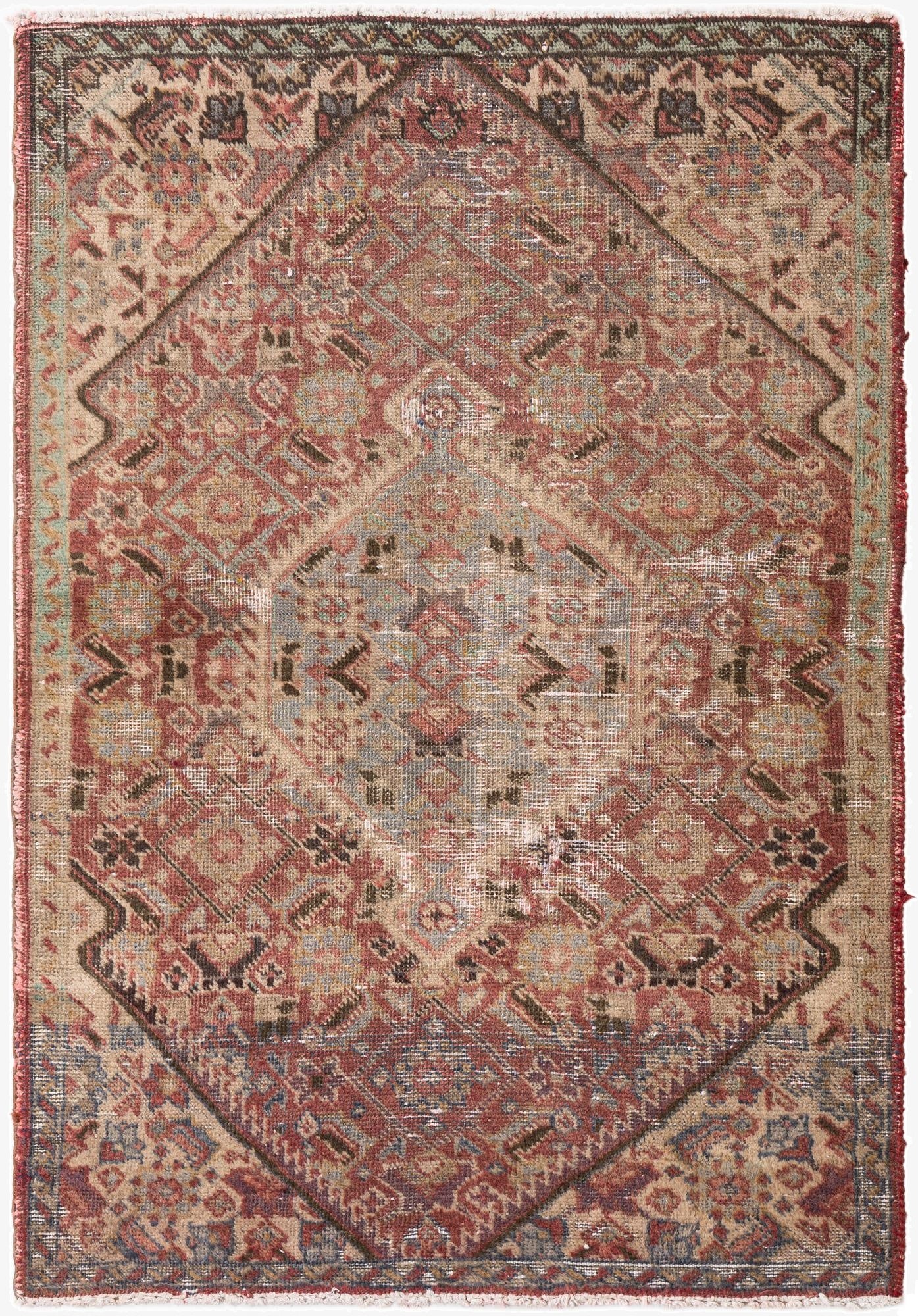 Primary image 3' 4 x 4' 9  Hand Knotted Ultra Vintage Persian Wool Rug