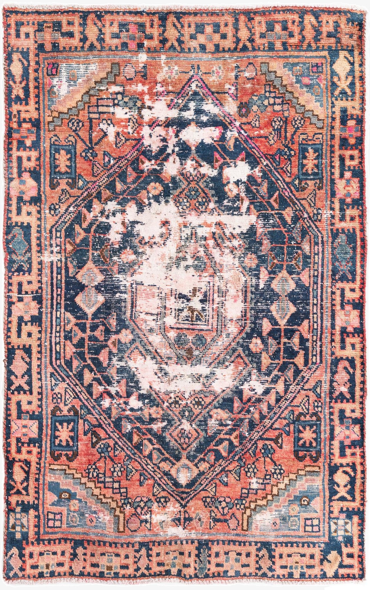 4' 2 x 6' 5  Hand Knotted Ultra Vintage Persian Wool Rug