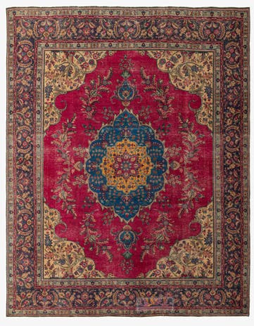 9' 5 x 12' 1 Hand Knotted Ultra Vintage Persian Wool Rug