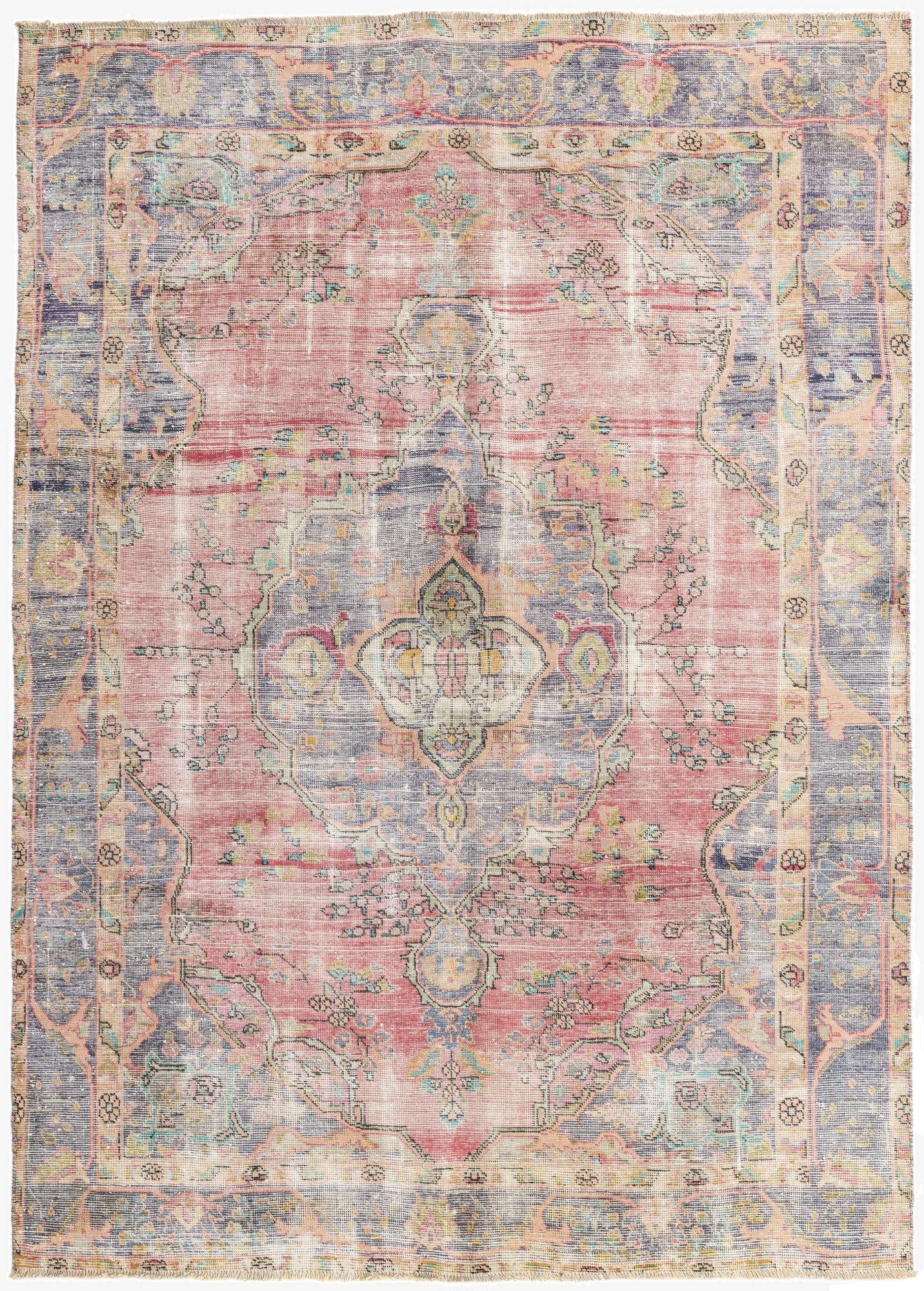 Primary image 6' 6 x 9'  Hand Knotted Ultra Vintage Persian Wool Rug